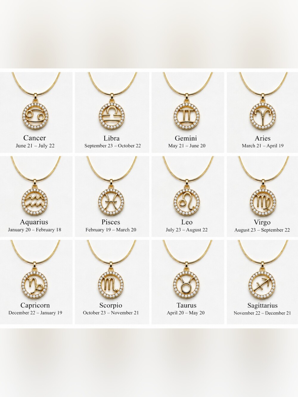 Pisces Zodiac Crystal Pendant Necklace 18K Gold Plated Birth Sign February March - Picture 2 of 4